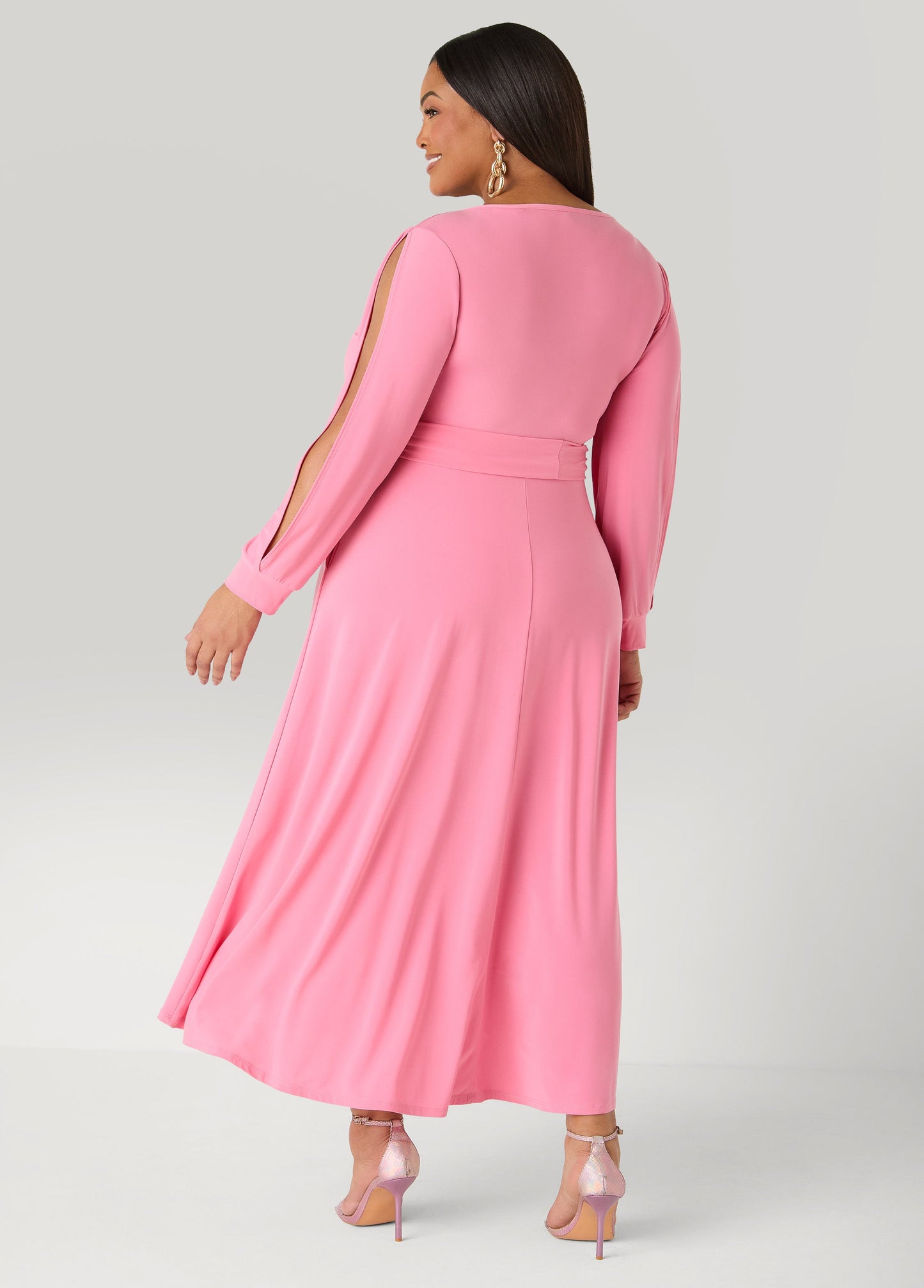 Ashley Stewart Tall Split Sleeve A Line Maxi Dress Macaw Green