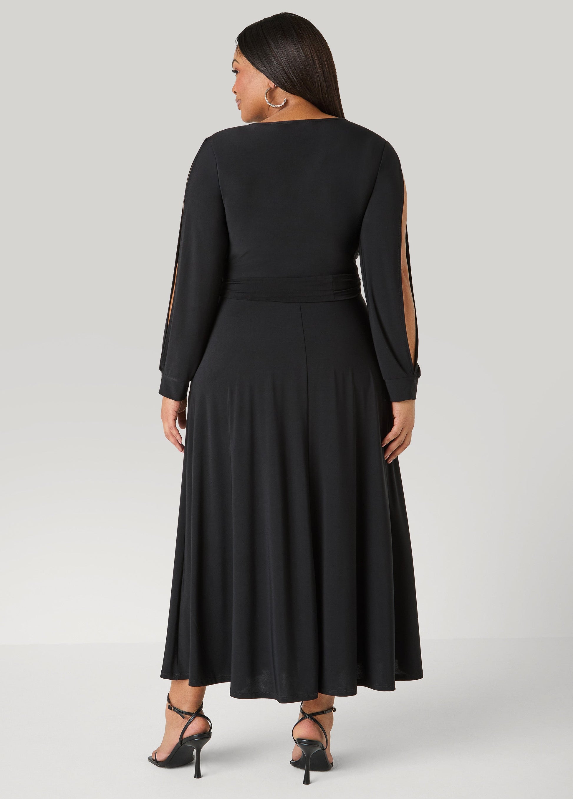 Ashley Stewart Tall Split Sleeve A Line Maxi Dress Macaw Green