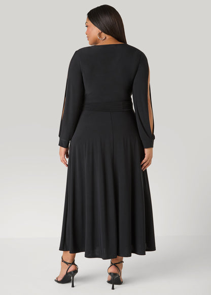 Ashley Stewart Tall Split Sleeve A Line Maxi Dress Macaw Green