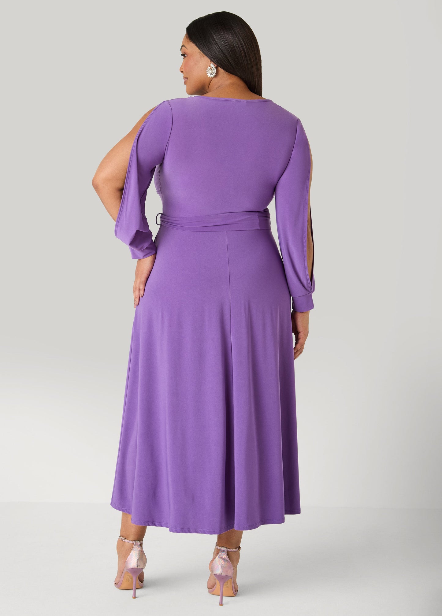 Ashley Stewart Tall Split Sleeve A Line Maxi Dress Macaw Green