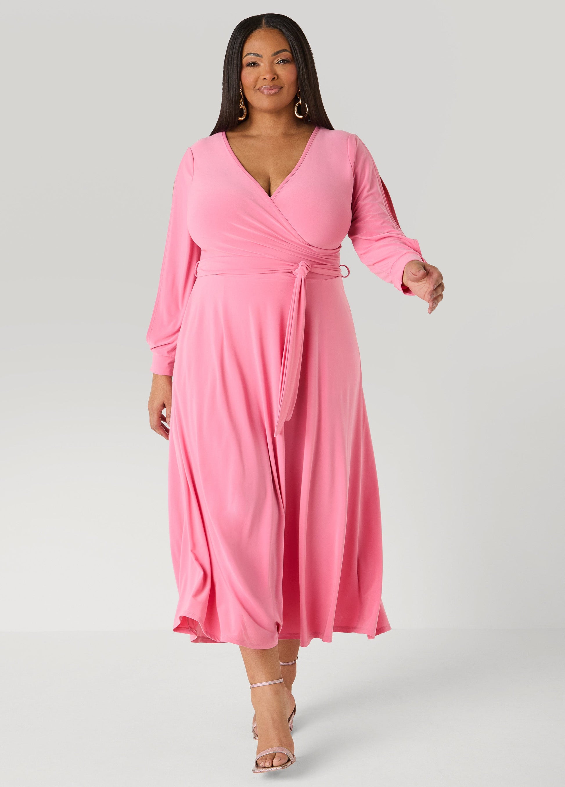 Ashley Stewart Split Sleeve A Line Maxi Dress Confetti