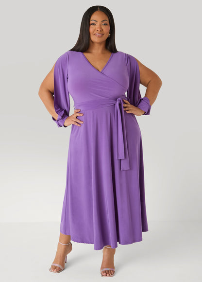 Ashley Stewart Split Sleeve A Line Maxi Dress Confetti