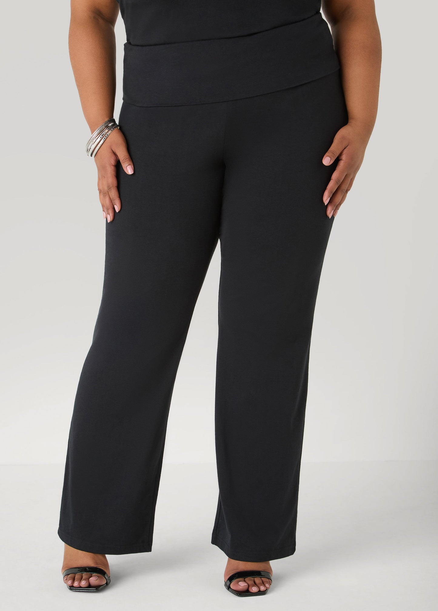 Ashley Stewart Foldover Straight Leg Pants Peacoat