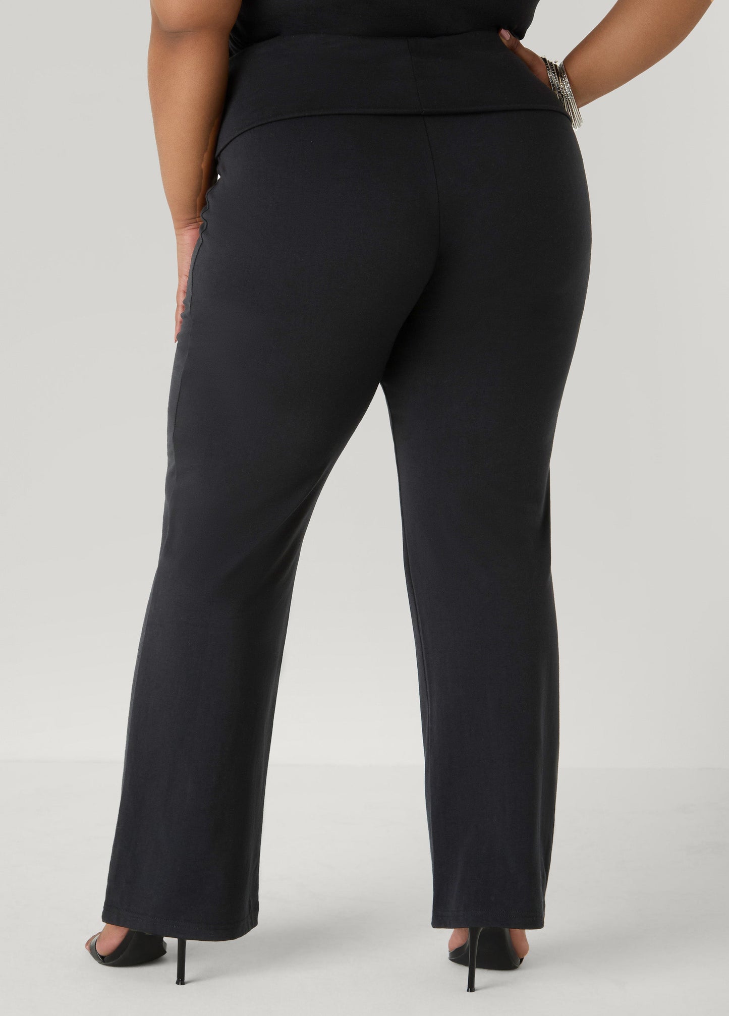 Ashley Stewart Foldover Straight Leg Pants Peacoat