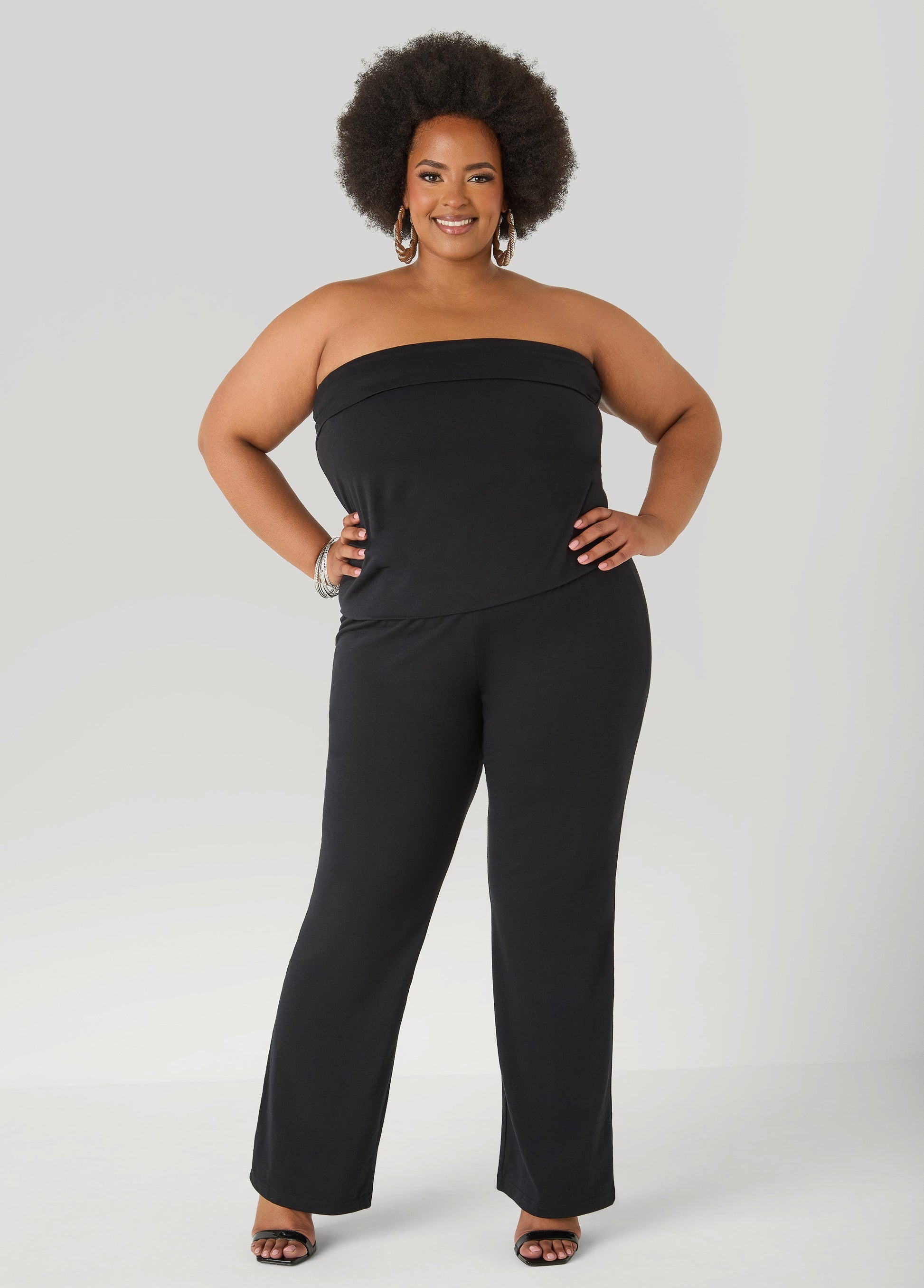 Ashley Stewart Foldover Straight Leg Pants Peacoat