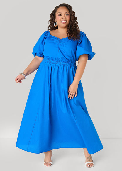 Ashley Stewart Tall Bubble Sleeved Maxi Dress Black