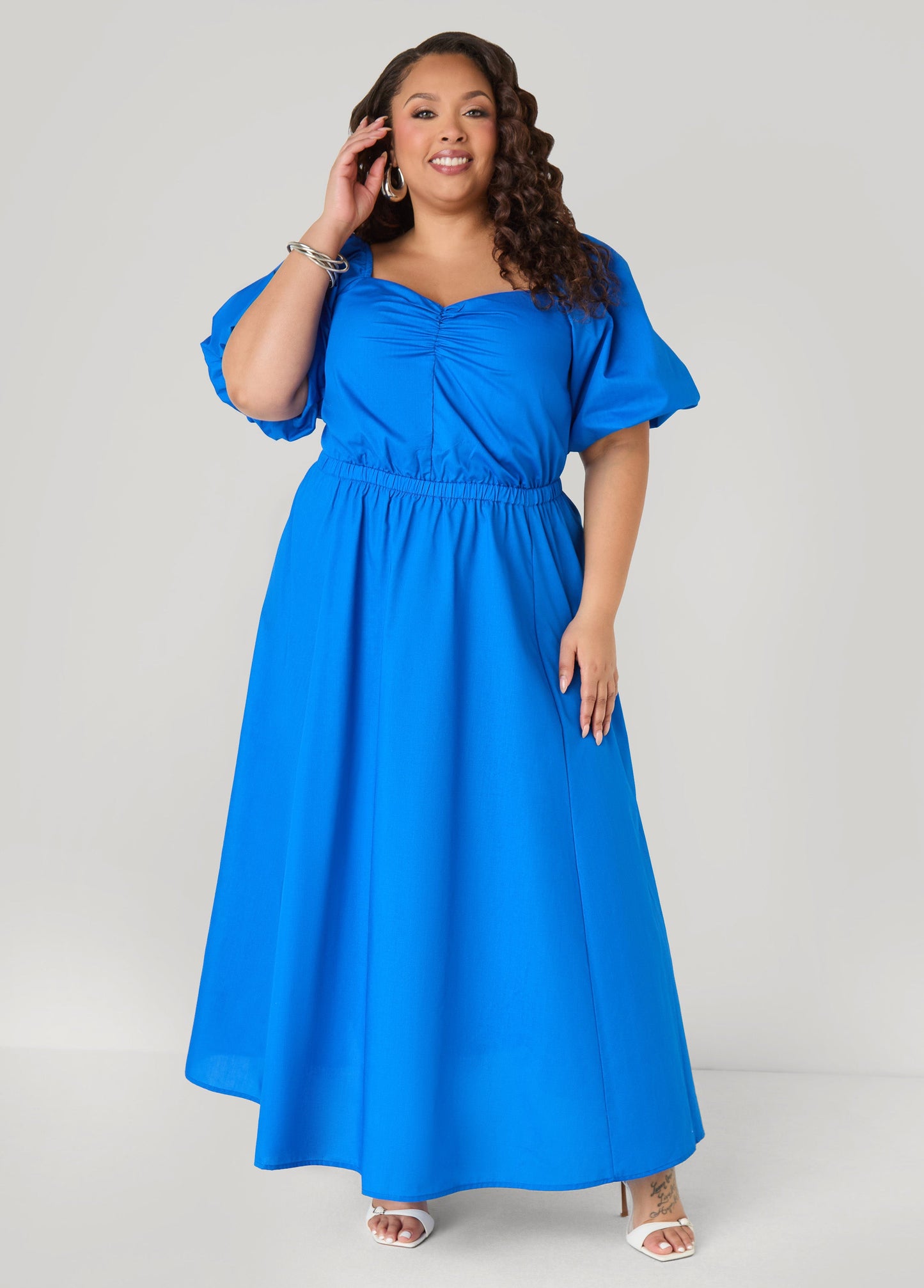 Ashley Stewart Tall Bubble Sleeved Maxi Dress Black