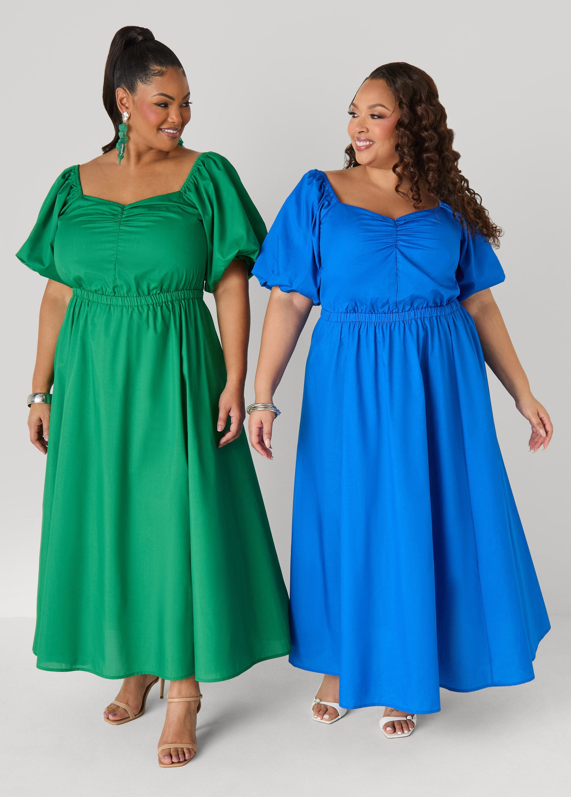 Ashley Stewart Tall Bubble Sleeved Maxi Dress Black