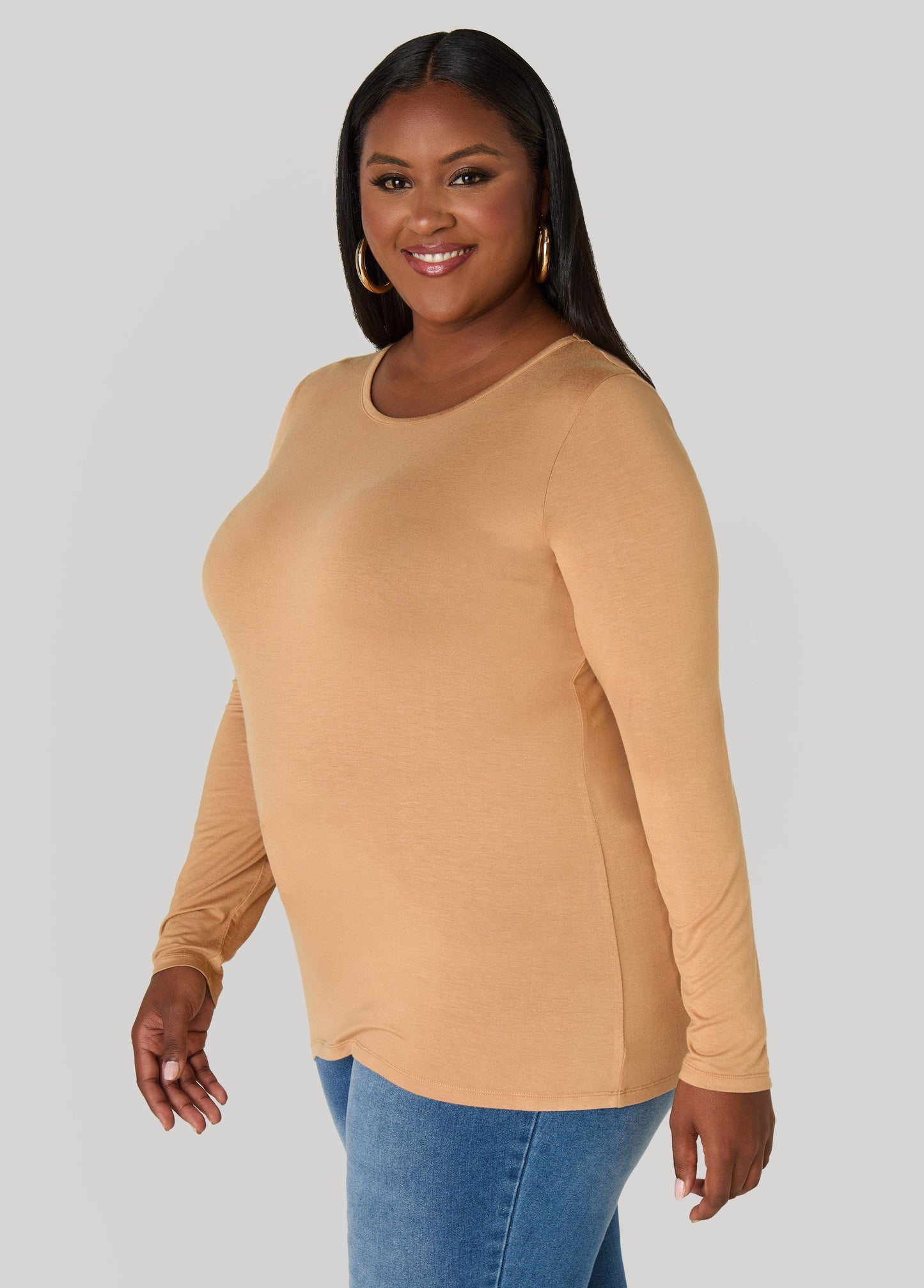 Ashley Stewart Long Sleeved Jersey Tee Black