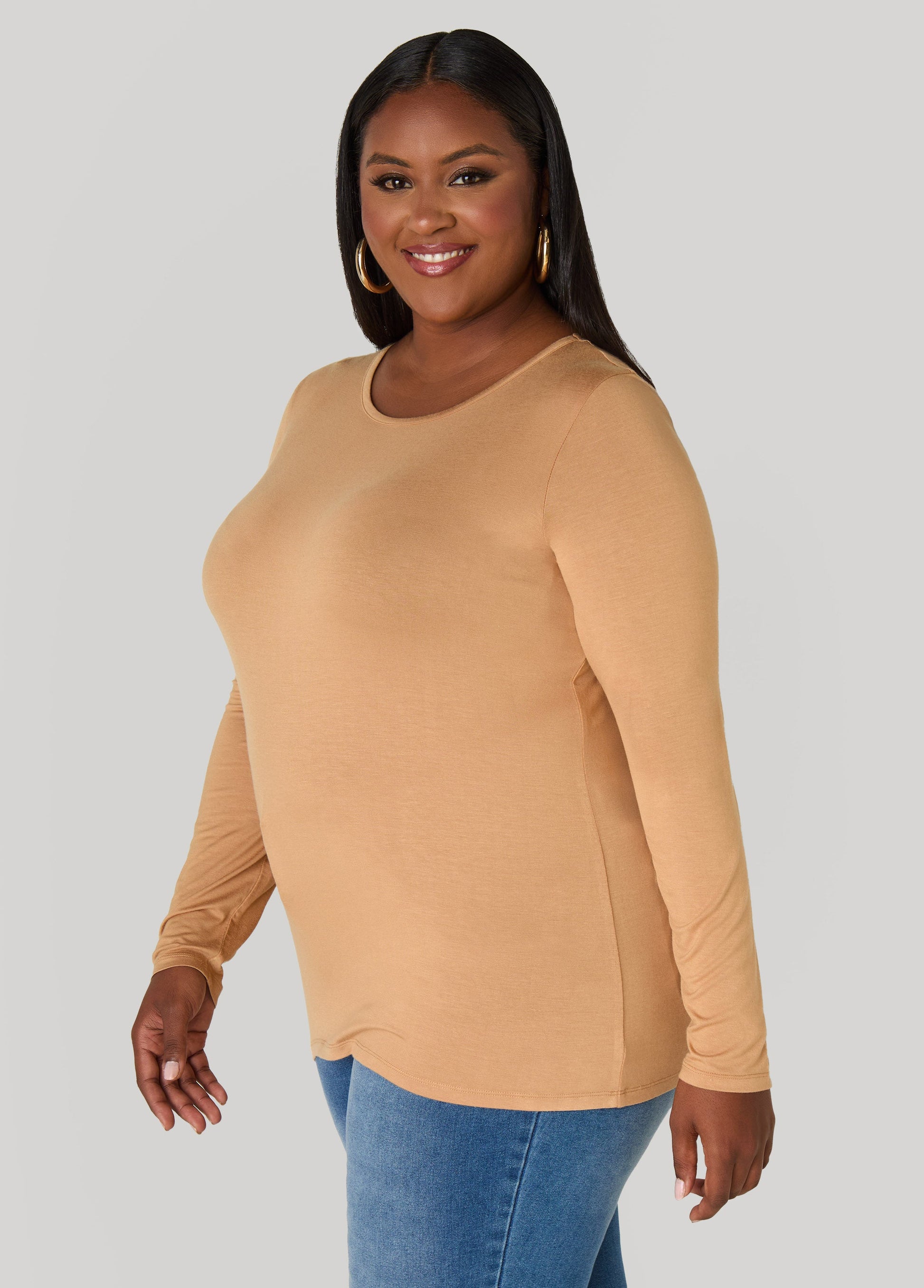 Ashley Stewart Long Sleeved Jersey Tee Black