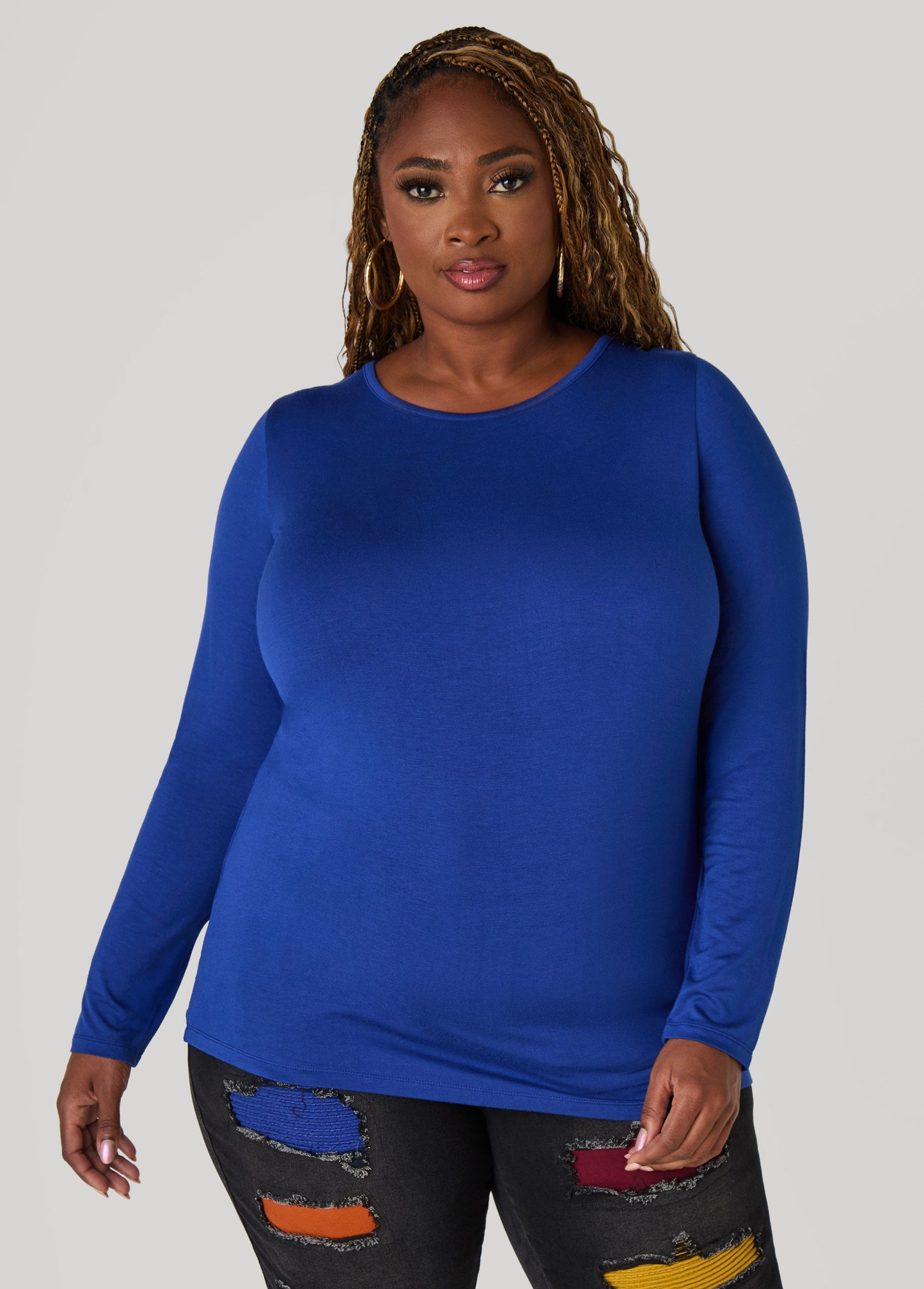 Ashley Stewart Long Sleeved Jersey Tee Black