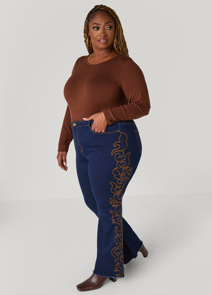 Ashley Stewart Long Sleeved Jersey Tee Black