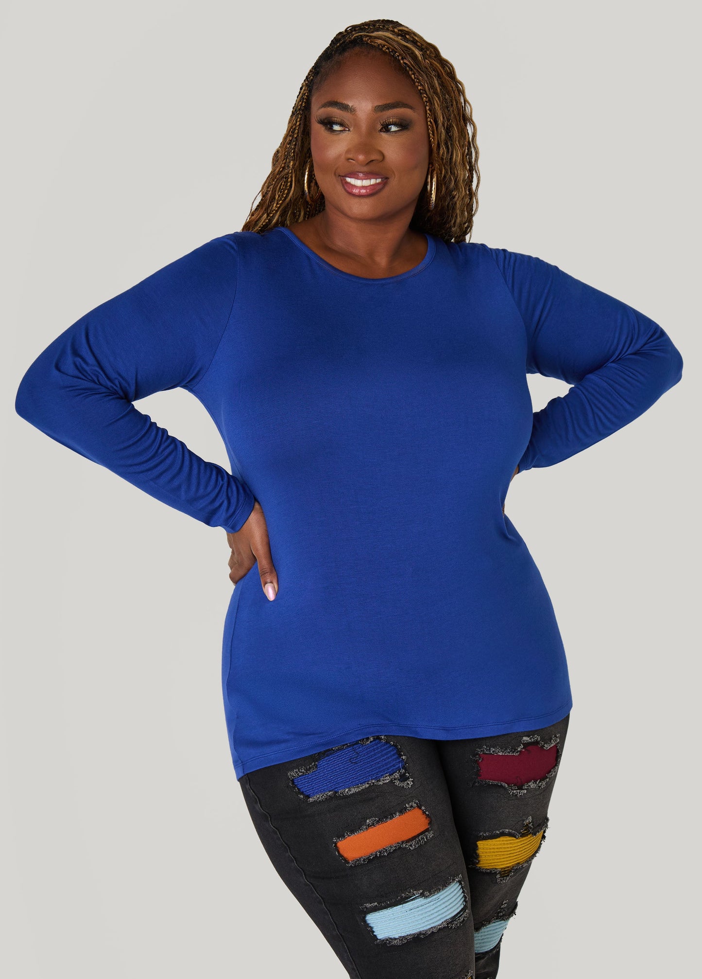 Ashley Stewart Long Sleeved Jersey Tee Black