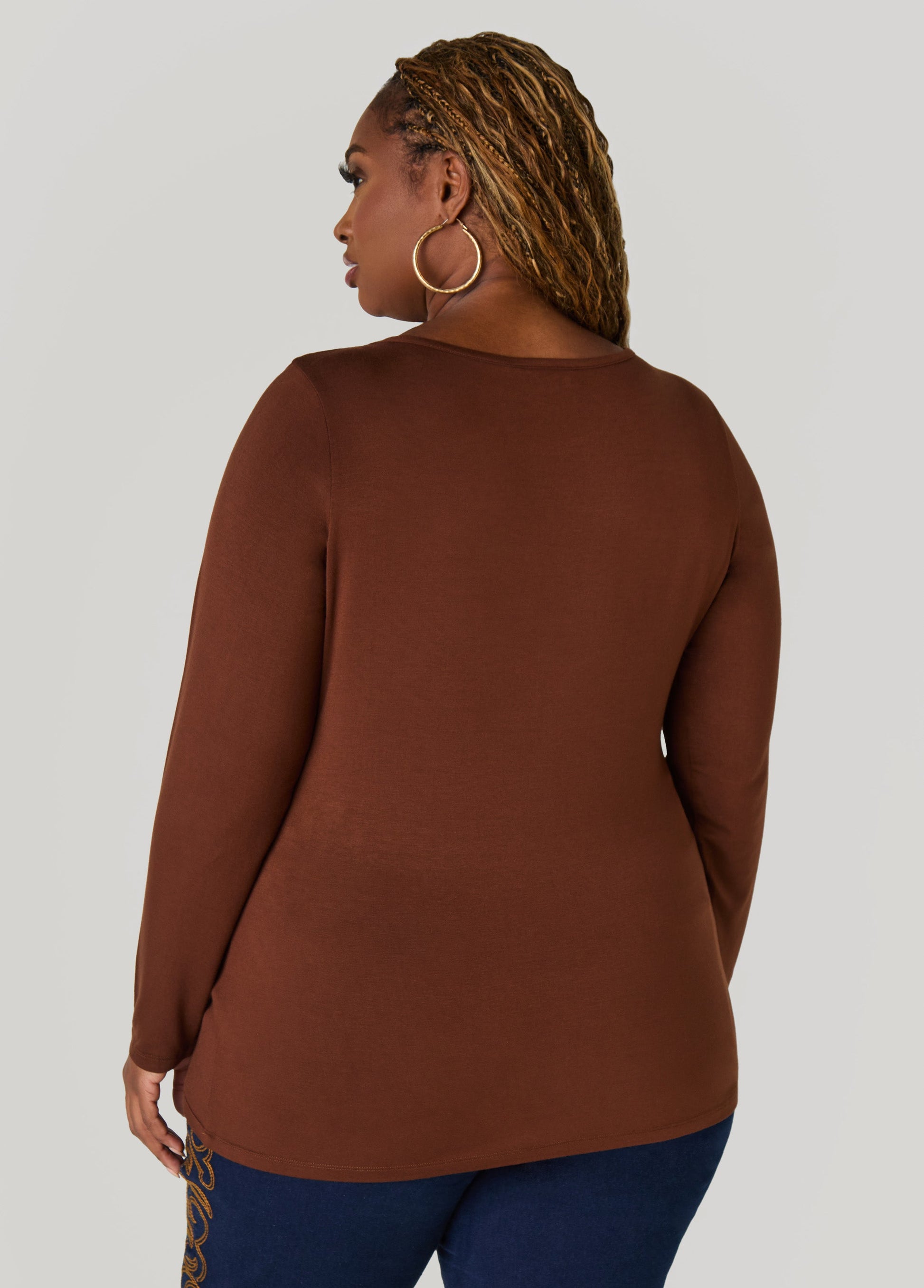 Ashley Stewart Long Sleeved Jersey Tee Black