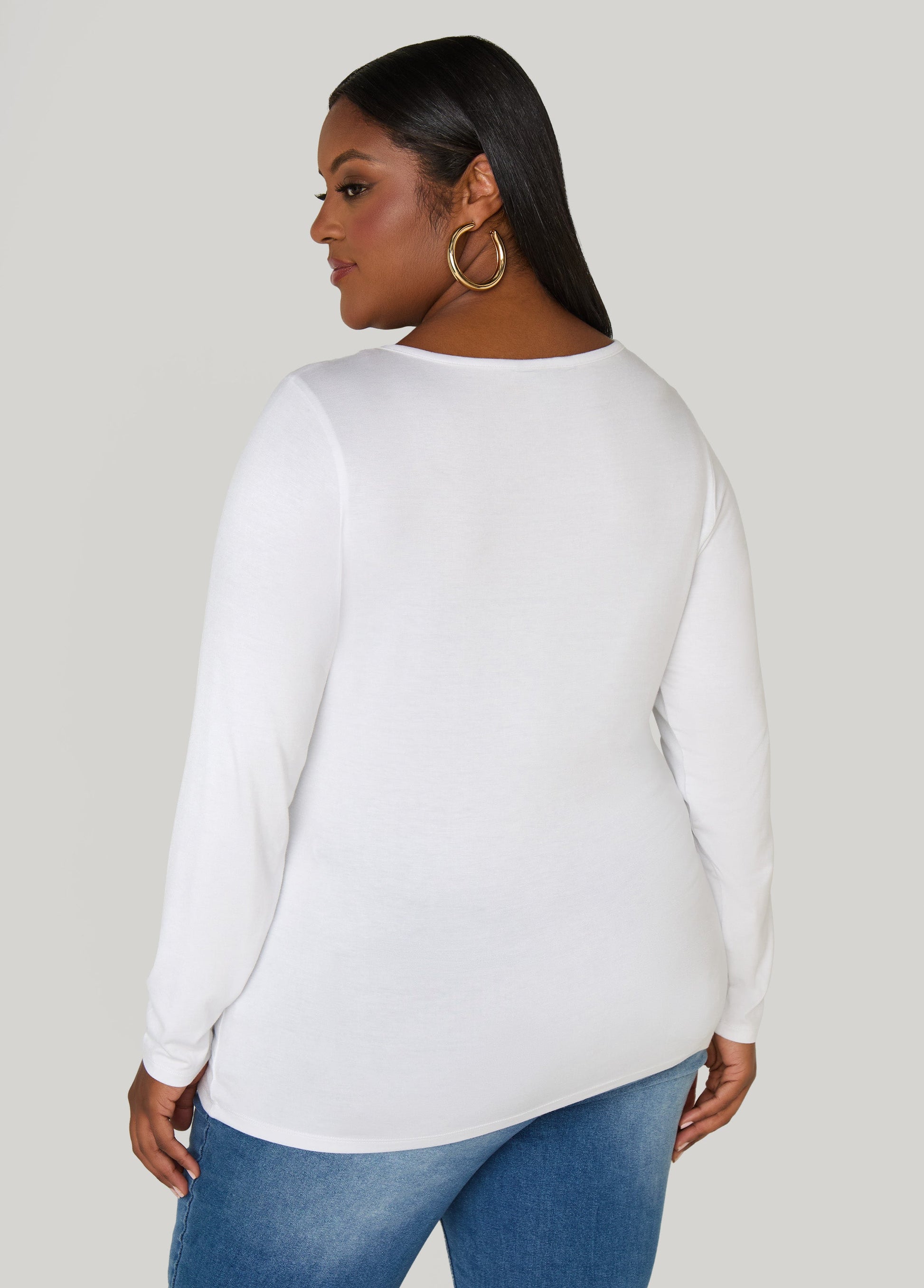 Ashley Stewart Long Sleeved Jersey Tee Black