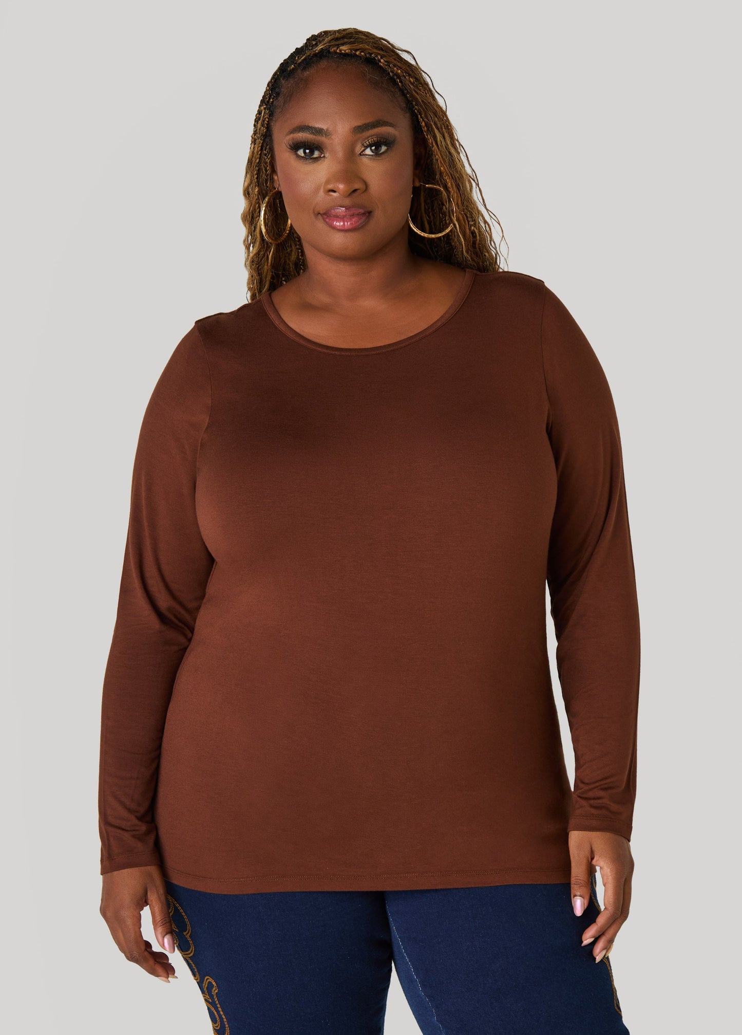 Ashley Stewart Long Sleeved Jersey Tee Black
