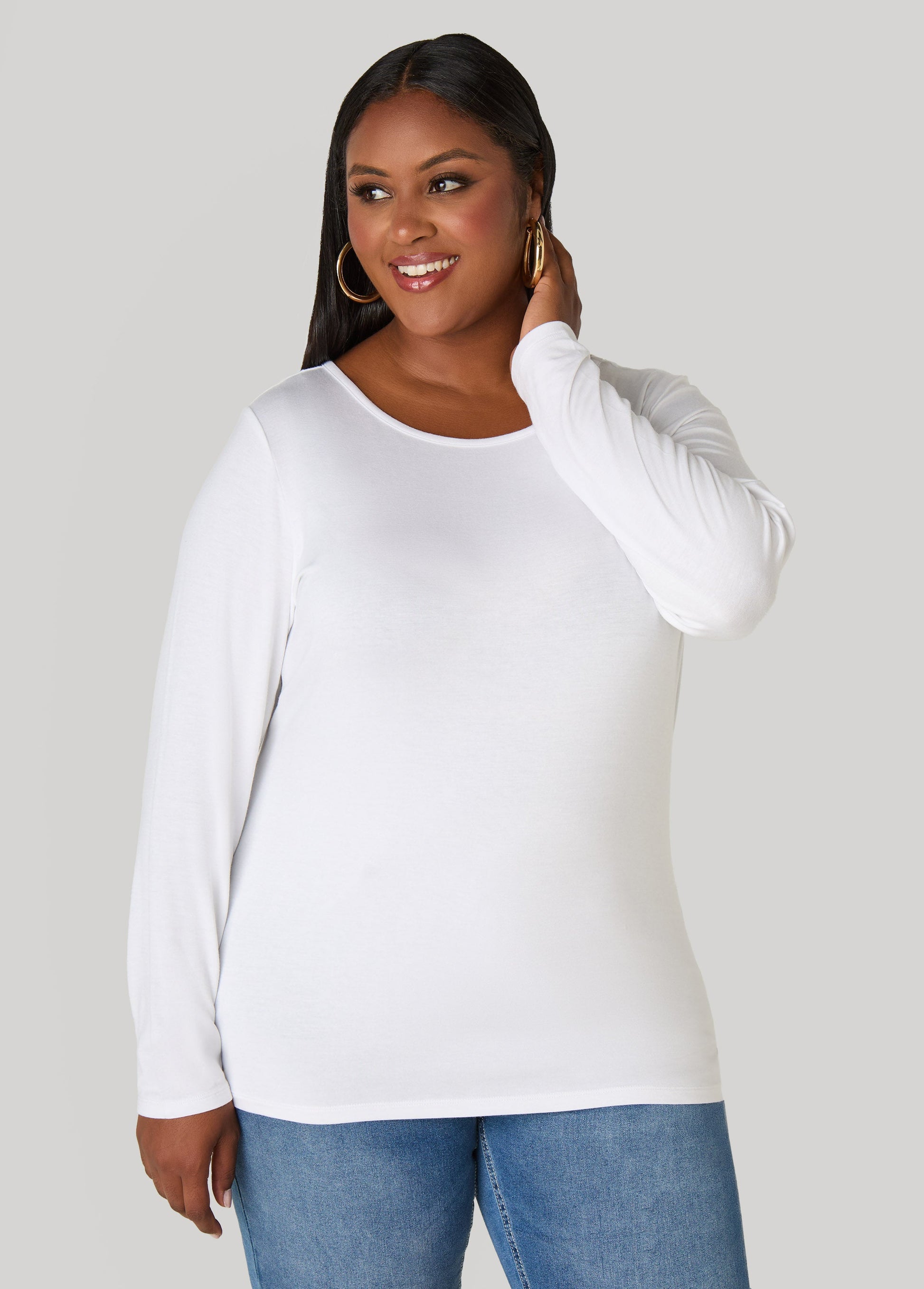 Ashley Stewart Long Sleeved Jersey Tee Black