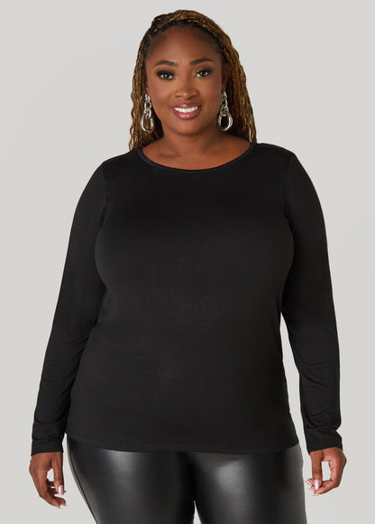 Ashley Stewart Long Sleeved Jersey Tee Black