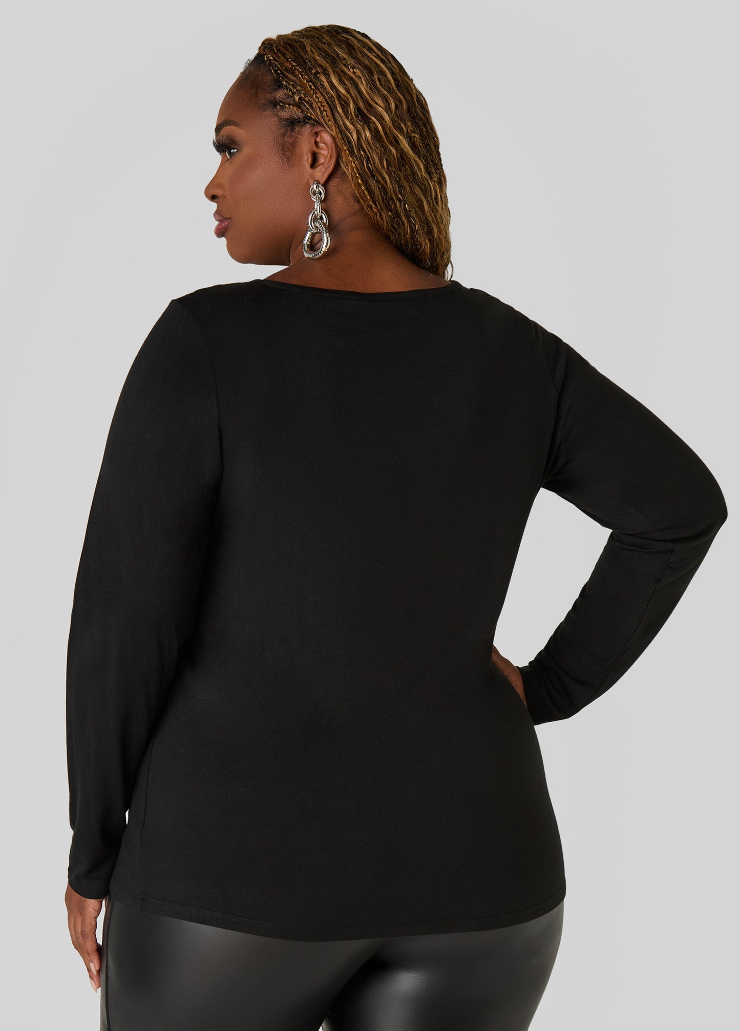 Ashley Stewart Long Sleeved Jersey Tee Black