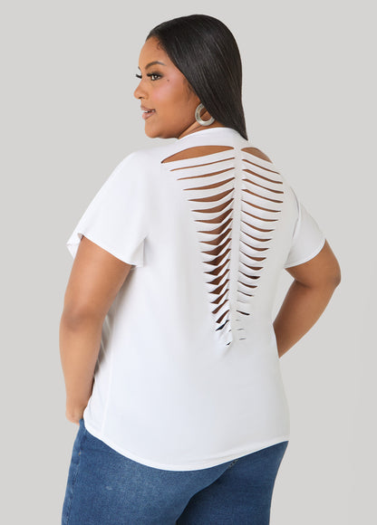 Ashley Stewart Laser Cut Top White