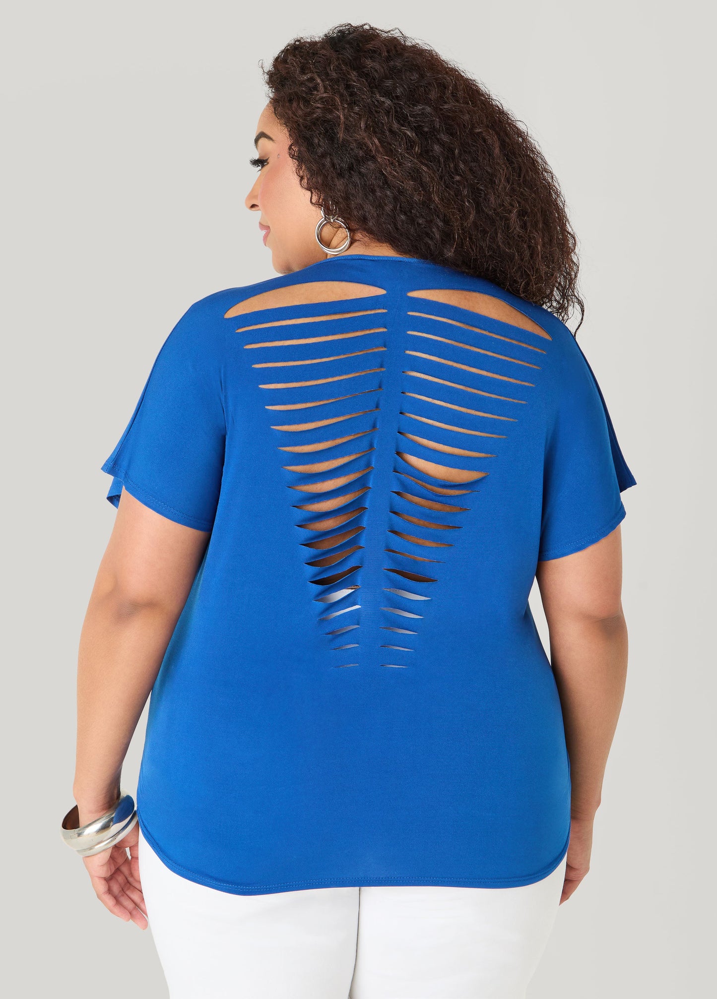 Ashley Stewart Laser Cut Top White