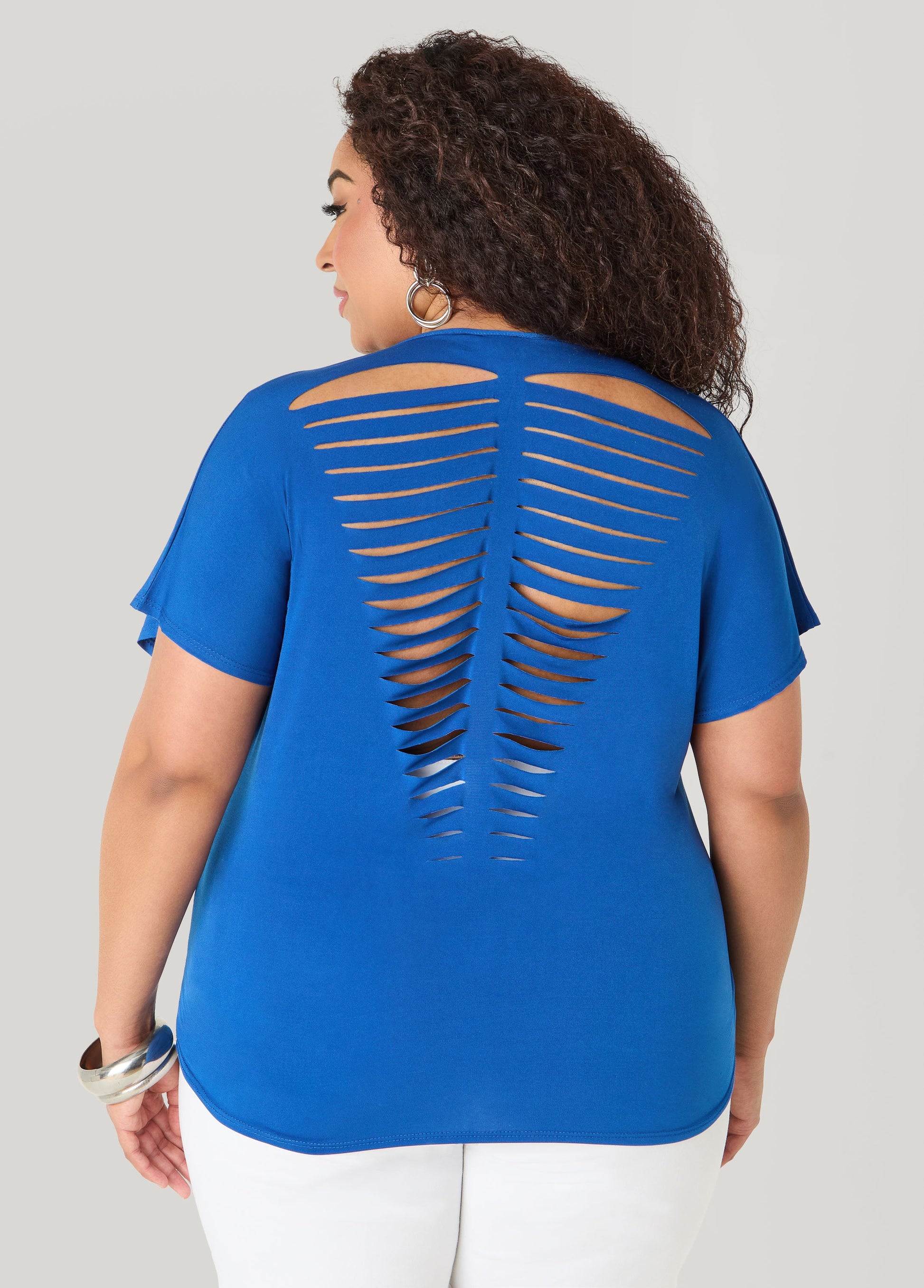 Ashley Stewart Laser Cut Top White