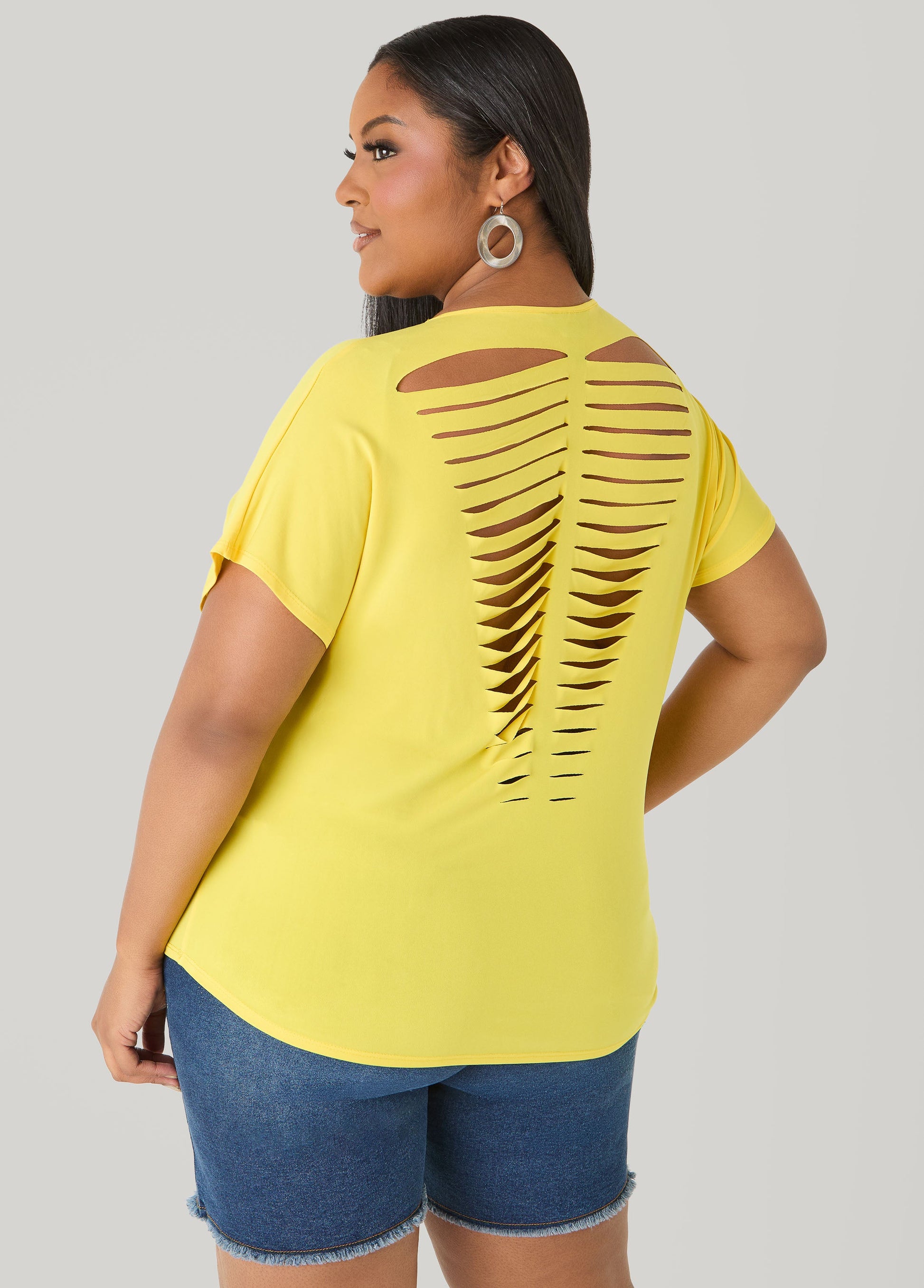 Ashley Stewart Laser Cut Top White