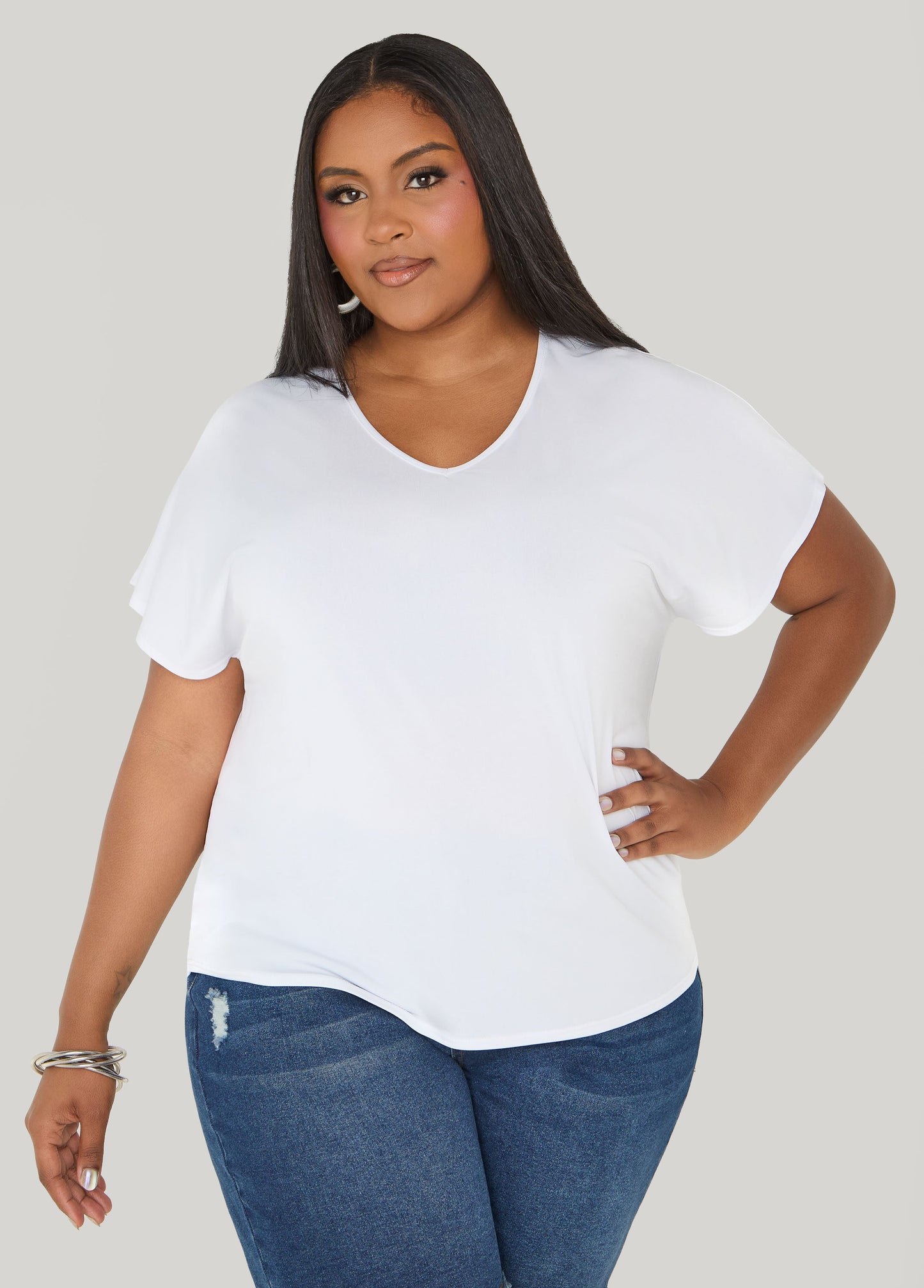 Ashley Stewart Laser Cut Top White