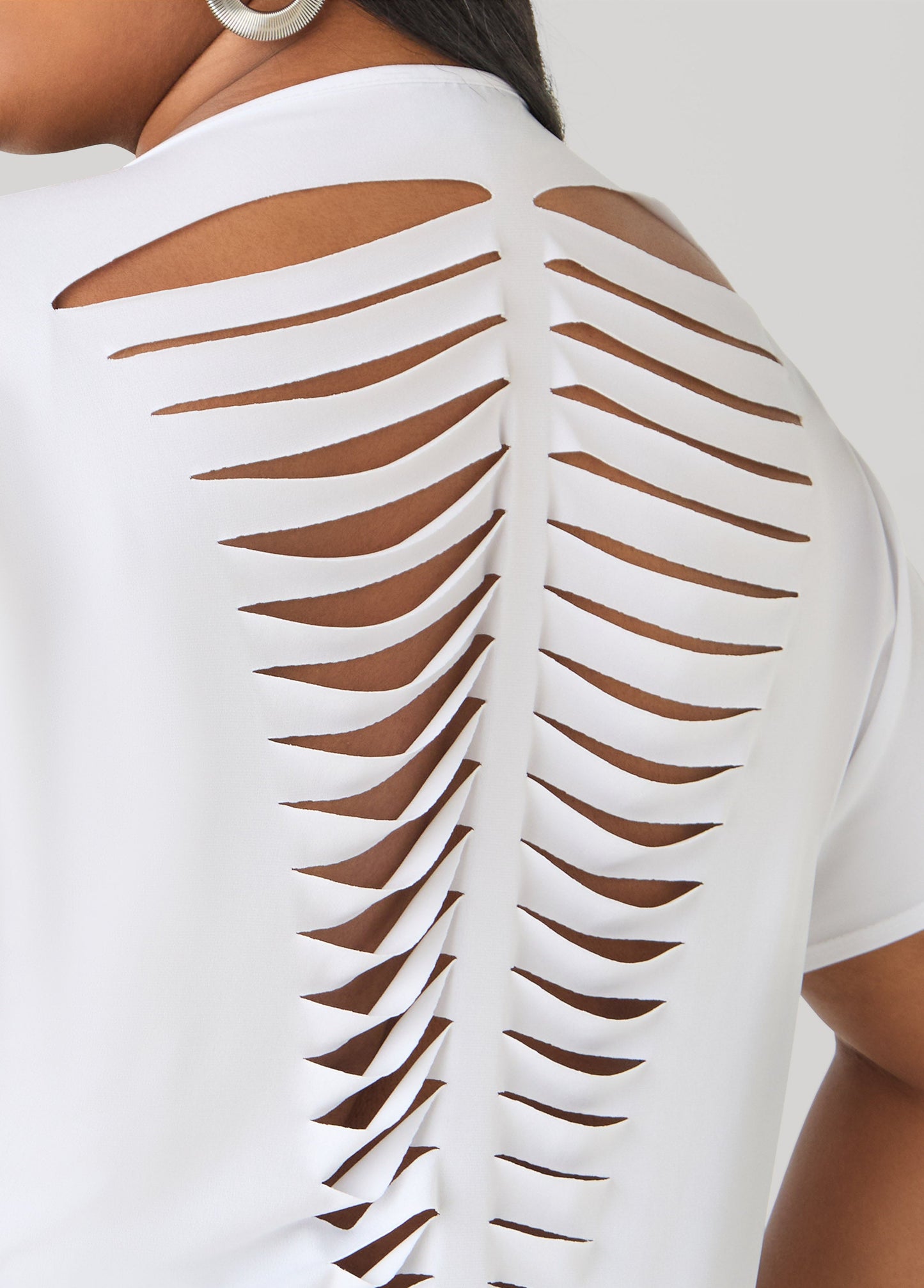 Ashley Stewart Laser Cut Top White