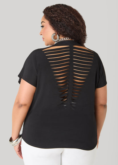 Ashley Stewart Laser Cut Top White