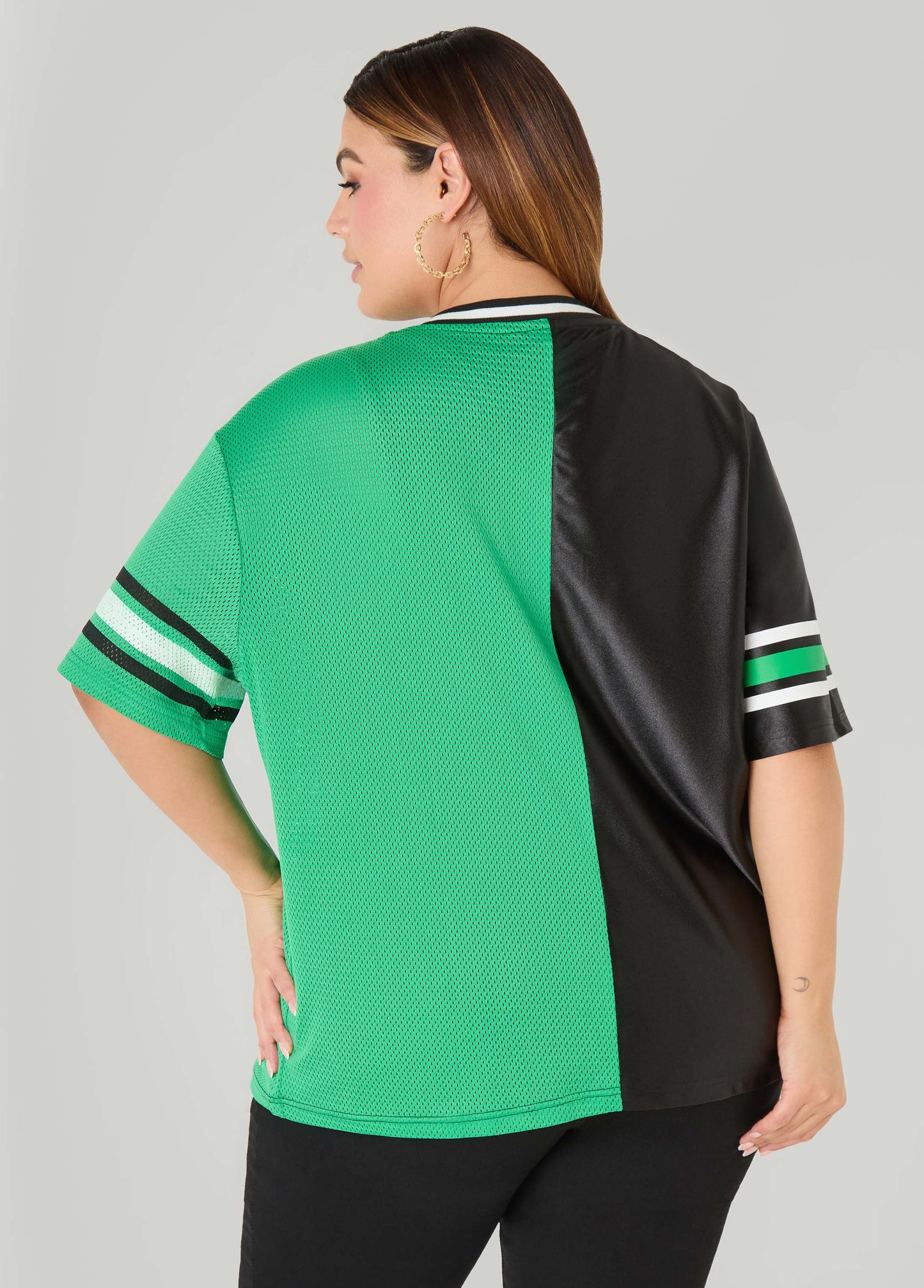 Ashley Stewart Drama Team Two Tone Jersey Black Combo
