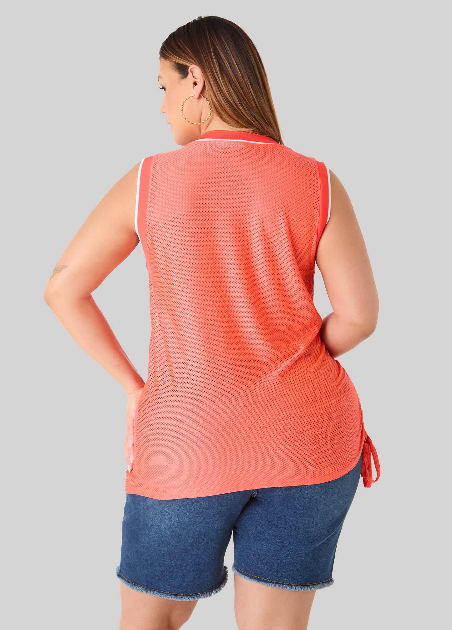 Ashley Stewart Drawstring Basketball Jersey Orange