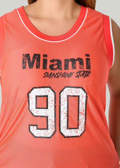 Ashley Stewart Drawstring Basketball Jersey Orange