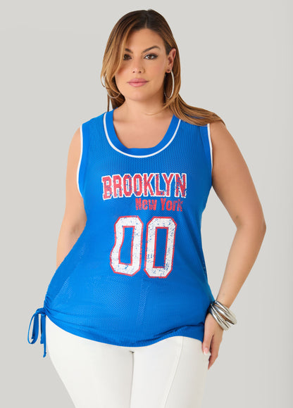 Ashley Stewart Drawstring Basketball Jersey Orange
