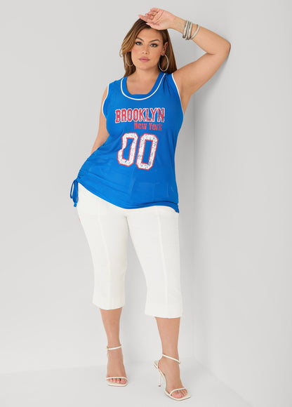 Ashley Stewart Drawstring Basketball Jersey Orange
