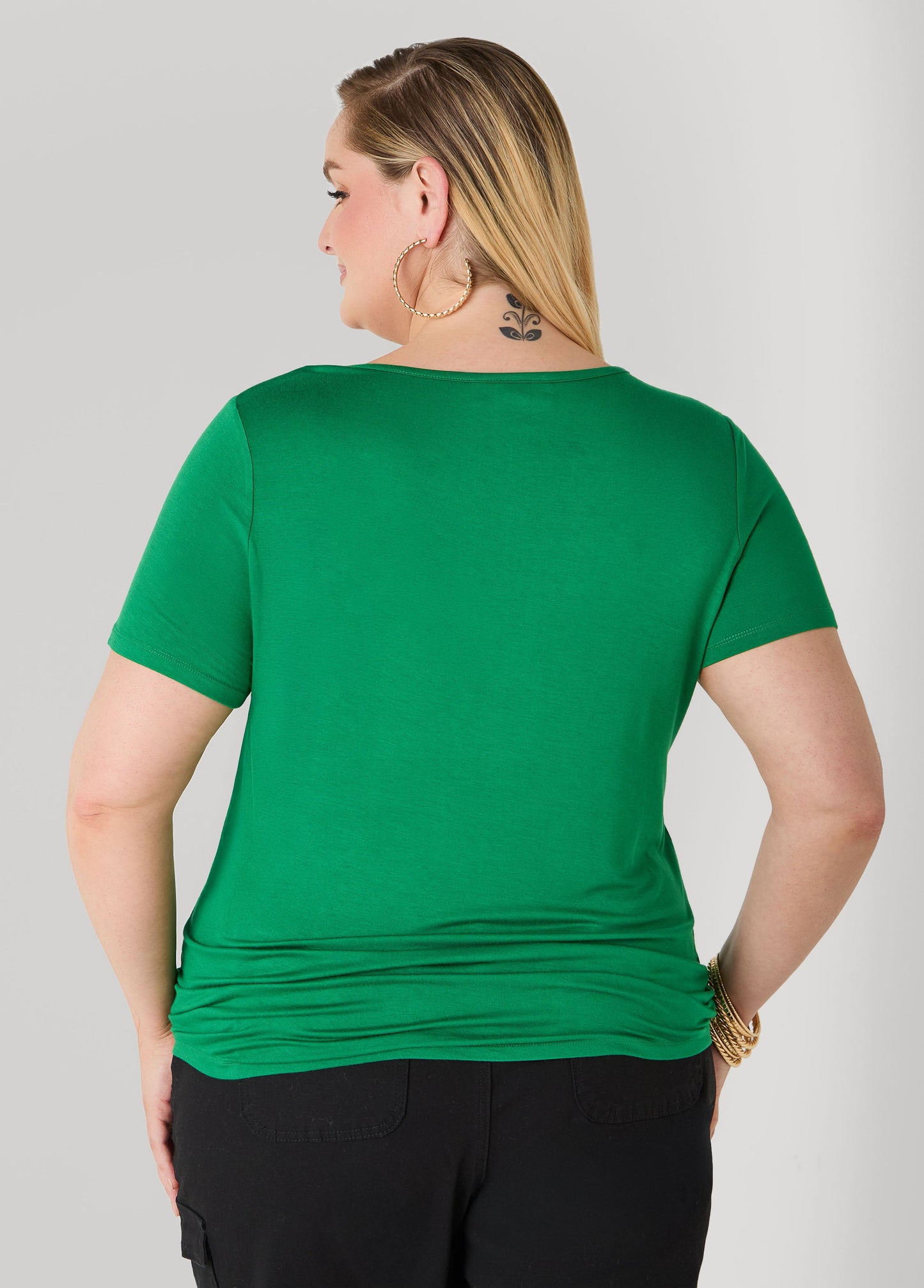 Ashley Stewart The Basic Crewneck Tee Macaw Green
