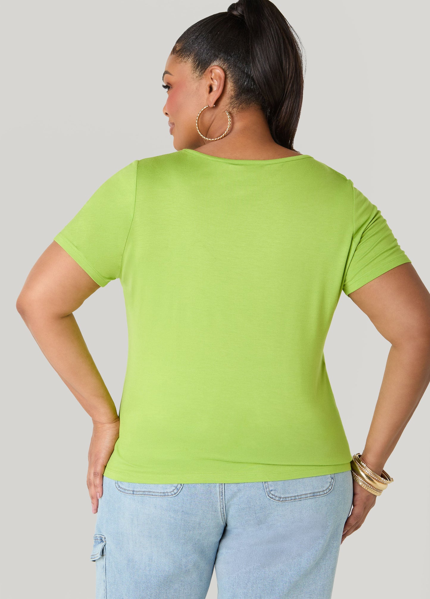 Ashley Stewart The Basic Crewneck Tee Macaw Green