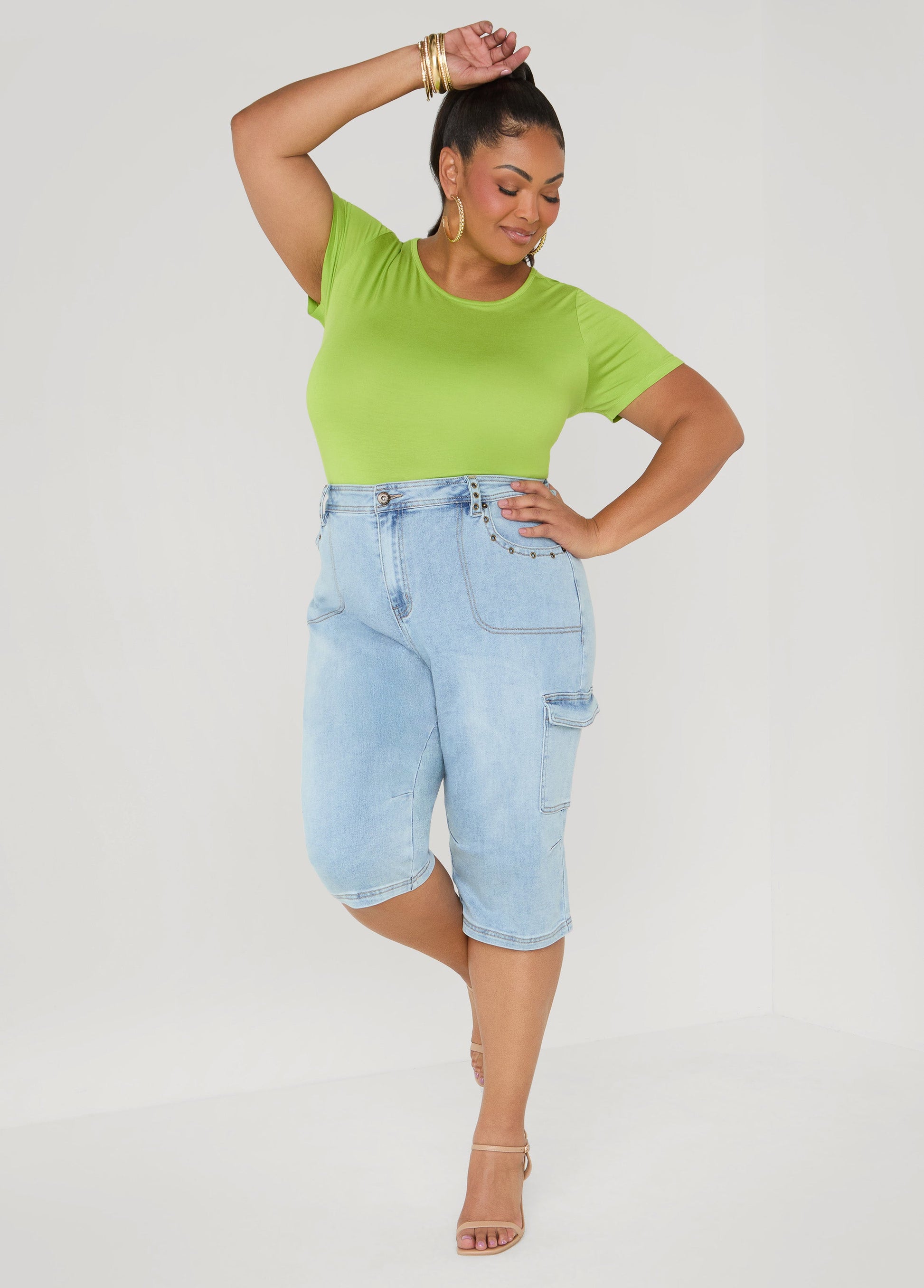 Ashley Stewart The Basic Crewneck Tee Macaw Green