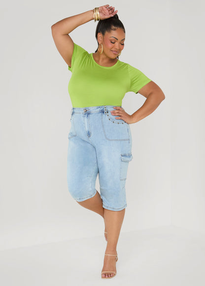 Ashley Stewart The Basic Crewneck Tee Macaw Green
