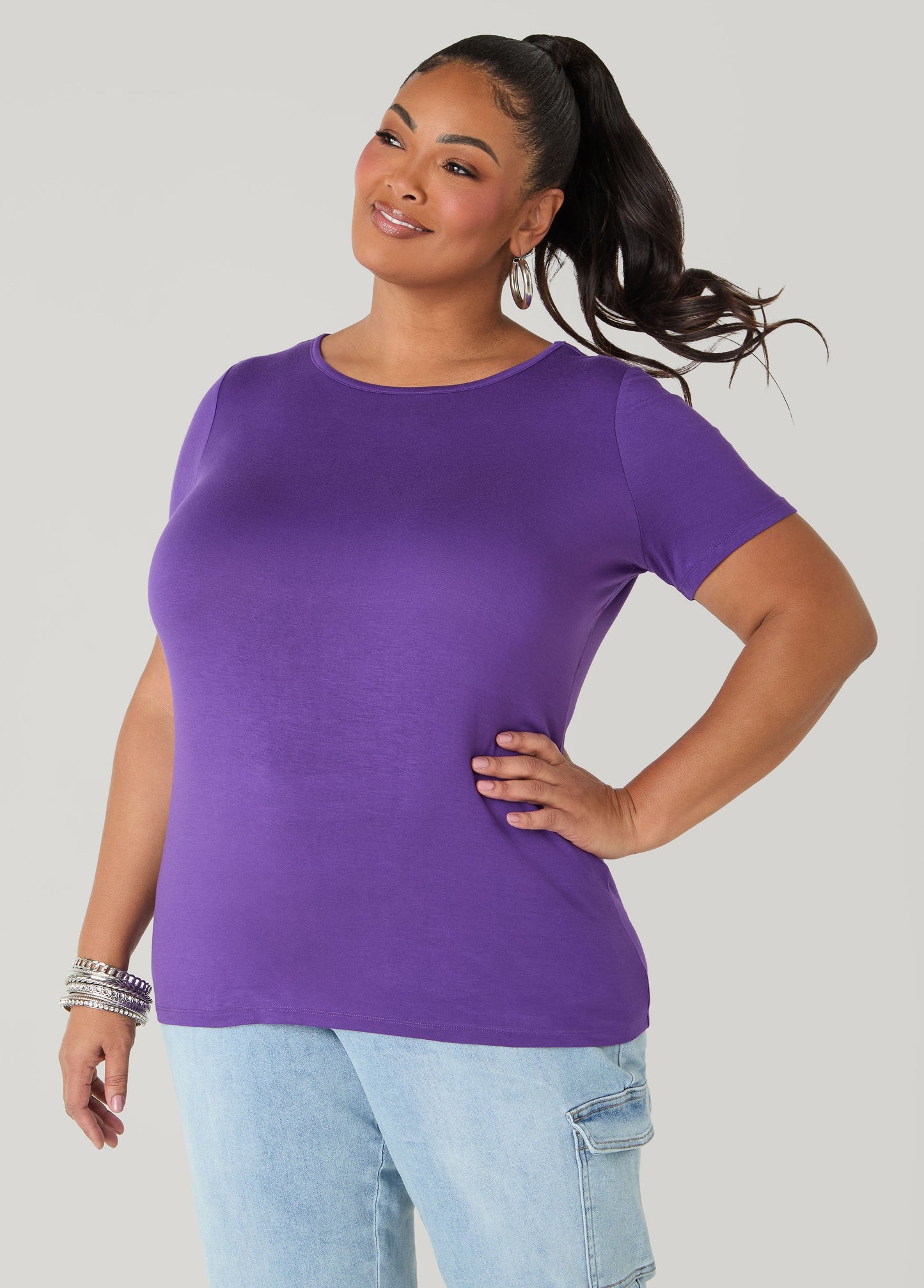 Ashley Stewart The Basic Crewneck Tee Macaw Green