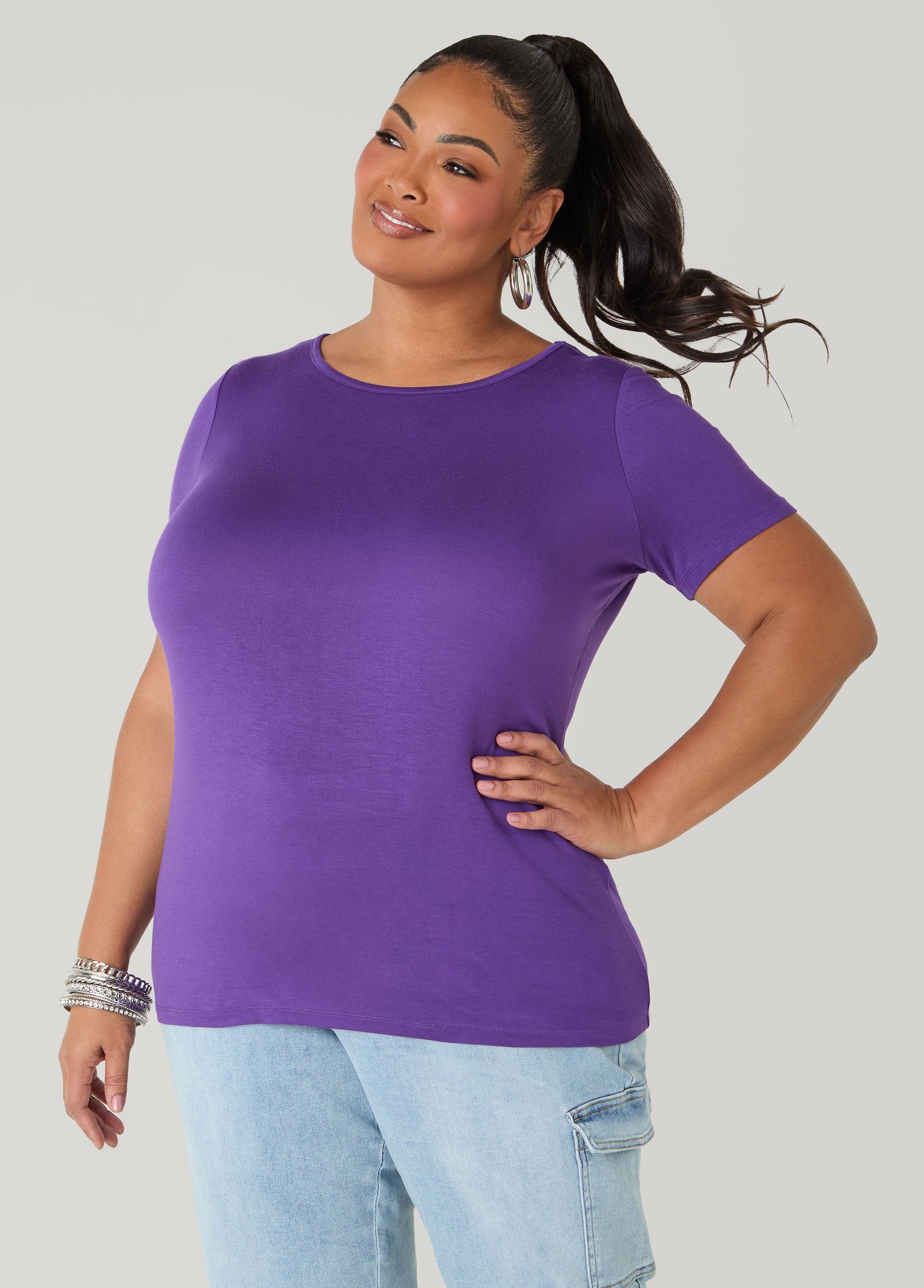 Ashley Stewart The Basic Crewneck Tee Macaw Green