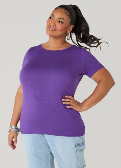 Ashley Stewart The Basic Crewneck Tee Macaw Green