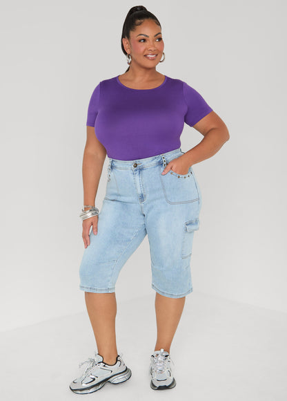 Ashley Stewart The Basic Crewneck Tee Macaw Green