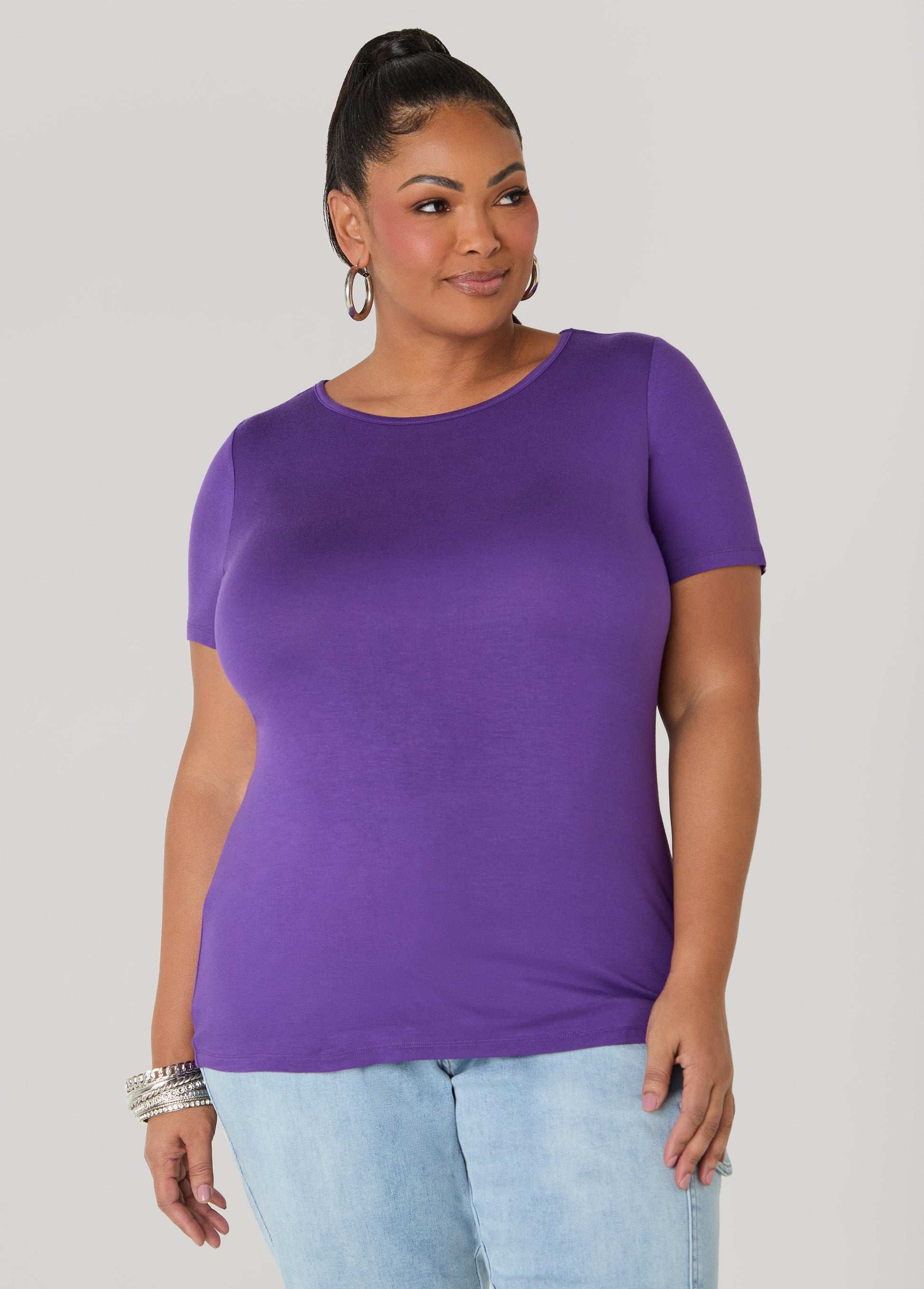 Ashley Stewart The Basic Crewneck Tee Macaw Green
