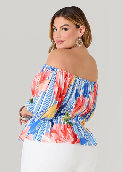 Ashley Stewart Off The Shoulder Floral Top Multi