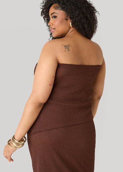 Ashley Stewart Textured Asymmetric Tube Top Calypso Coral
