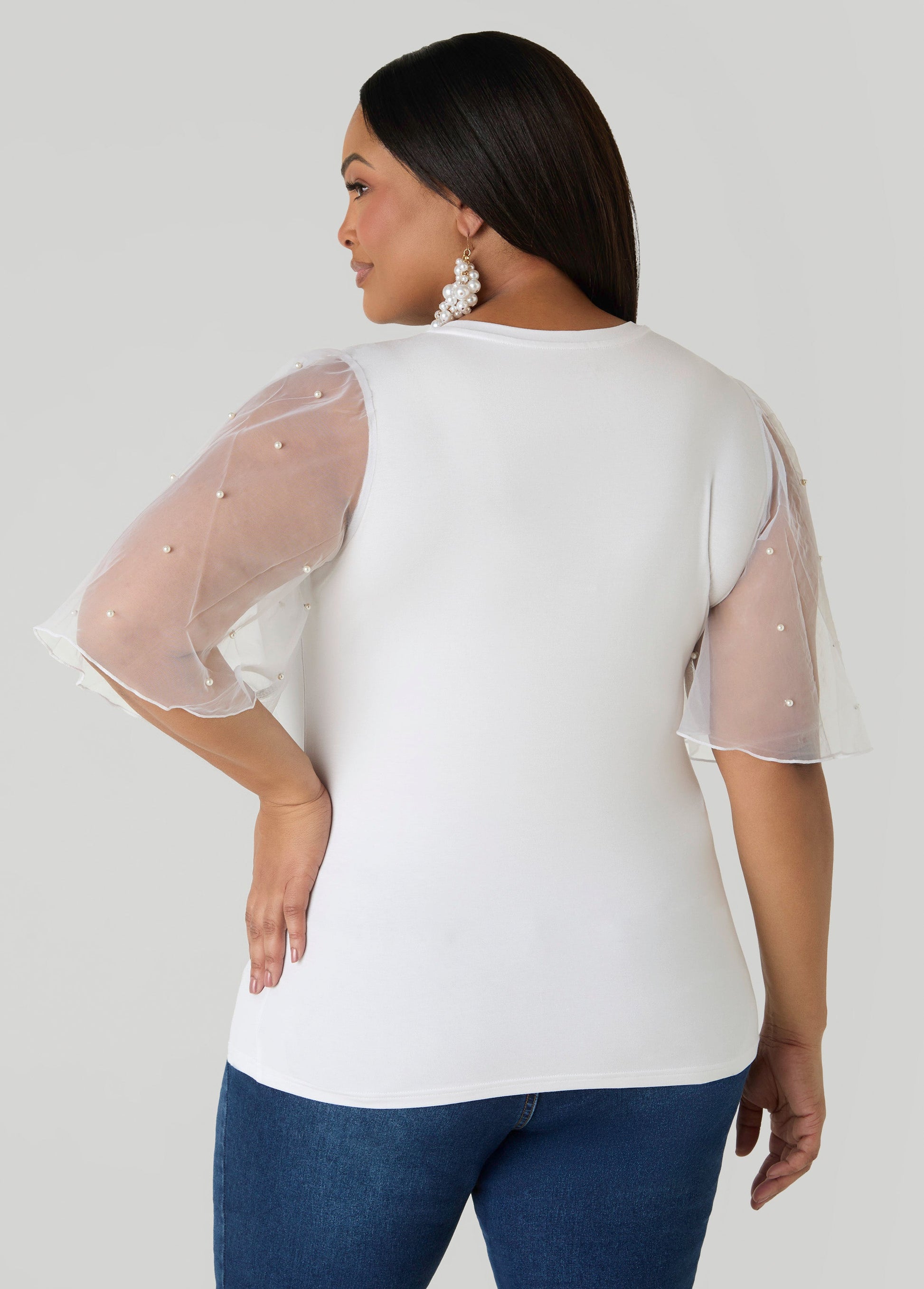 Ashley Stewart Island Vibes Paneled Graphic Tee White