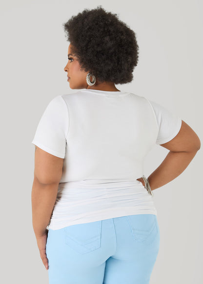 Ashley Stewart Necklace Graphic Tee White
