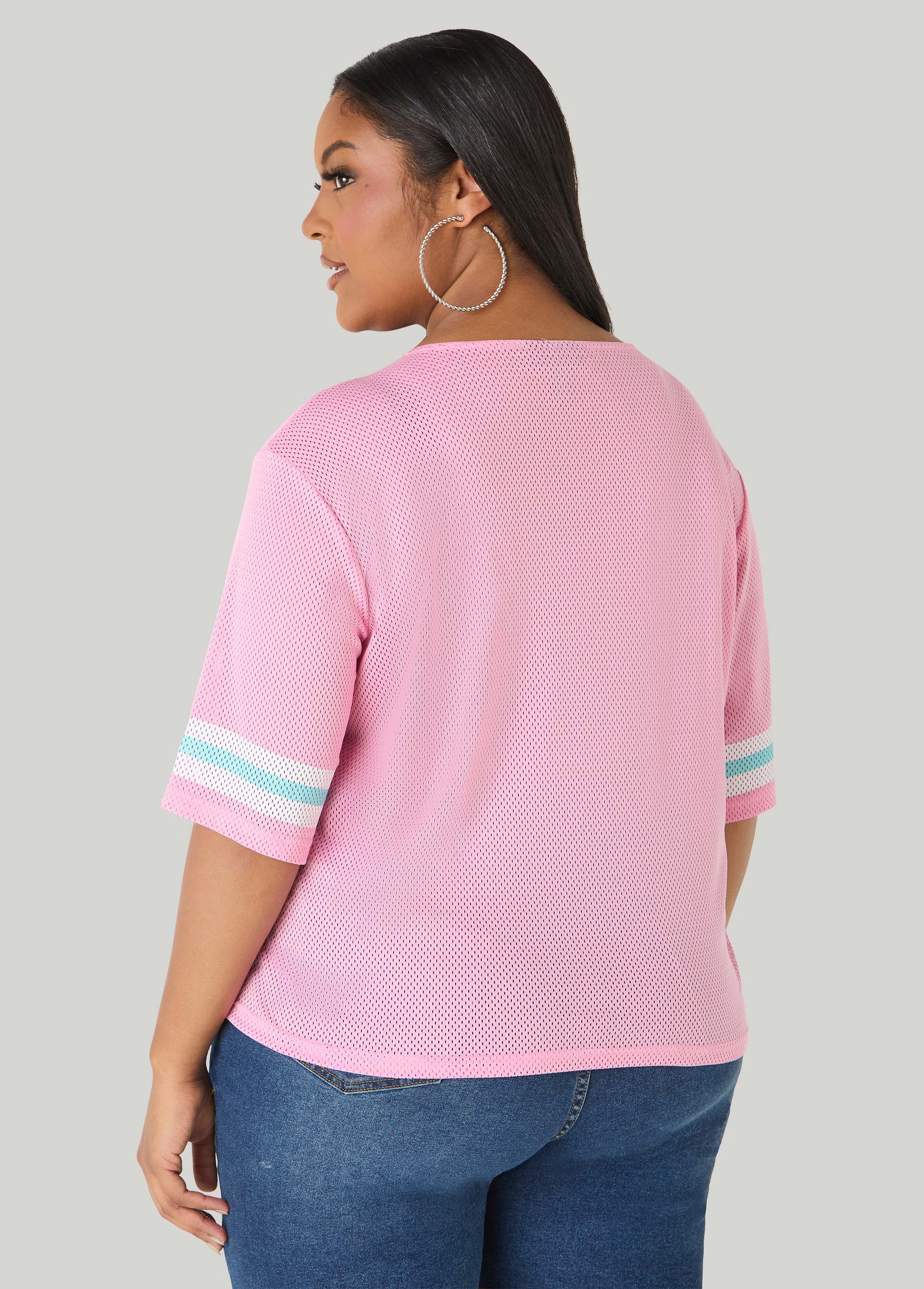 Ashley Stewart Miami Lace Trimmed Jersey Pink