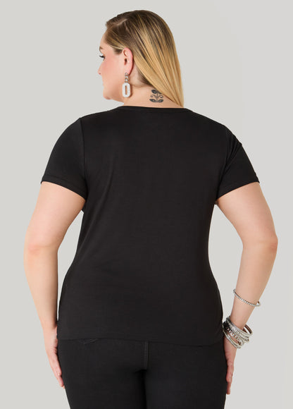 Ashley Stewart Divas Dont Do Drama Crystal Tee Black